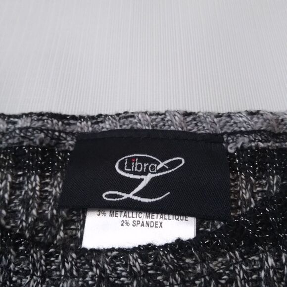 Libra Horizontal Striped Crew Neck Ribbed Knit Pullover Sweater Women's Medium - Picture 4 of 13